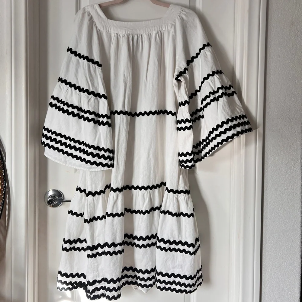 Lisa Marie Fernandez x Target Ric Rac White Linen-Blend Mini Dress Womens Medium - Picture 6 of 8